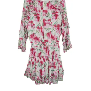 MISA Los Angeles Size Medium Pink Floral‎ Ruffle Mini Dress Smocked Waist Girly thumbnail 9