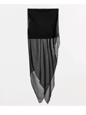 Zara Strapless Long Sheer Top Black - M thumbnail 4
