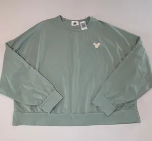 Disney Long Sleeve Top Sage Green Embroidered Mickey Size L thumbnail 1