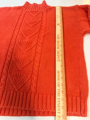 Nuovo Cable Knit Mock Turtleneck Sweater in Orange thumbnail 7