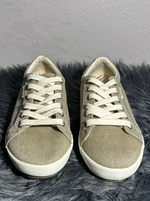 Taos Footwear Star Oat Wash Canvas Beige Canvas Lace-Up Women's Sneaker Size 8.5 thumbnail 4