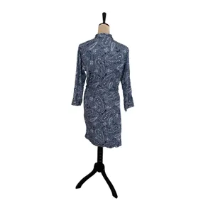 Ralph Lauren Blue Paisley Cotton Terry Lined Robe XS/S Monogrammed Loungewear thumbnail 3