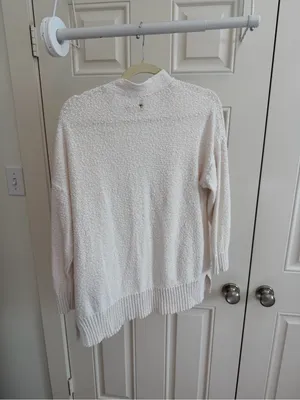 LOFT Cream Textured Bouclé Open Cardigan | J.Crew Cream Textured Button Front thumbnail 3