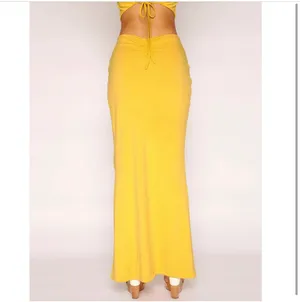 Tiger Mist Yellow Ruched Skirt With Side Slit thumbnail 14
