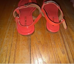 Coach Caterine Patent Leather T-Strap Sandals thumbnail 6