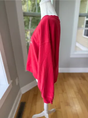 All in Motion Red "Athletic Court Club" Cropped Crewneck Sweatshirt Sz Medium thumbnail 3