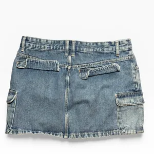 Zara Blue Denim Cargo Micro Mini Skirt Utility Pocket‎ Size Large Festival Y2K thumbnail 2