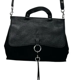 Rebecca Minkoff Medium Keith‎ Suede & Leather Satchel Handbag Crossbody Black thumbnail 1