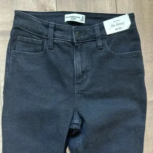 NWT Abercrombie & Fitch The Skinny High Ride Black Jeans Sz 24/00 thumbnail 3