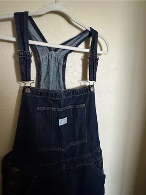 Levi’s Baggy Highwater Denim Overalls Sz L Dark Wash Workwear Womens thumbnail 7