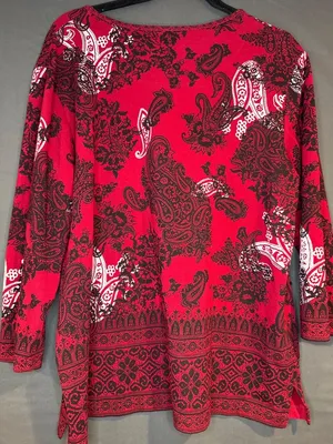 Women L Alfred Dunner 2pc Wool Cardigan Cotton Paisley Top Western Boho Set thumbnail 5