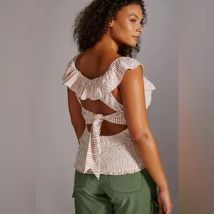 Anthropologie A+ Ruffle Smocked Blouse thumbnail 2