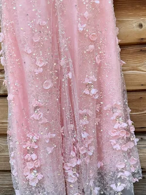 MAC DUGGAL Pink Size 8 3D Floral Strapless Sweetheart Gown With Slit Dress thumbnail 13