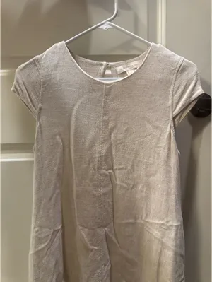 Cream Linen Dress Tan thumbnail 4