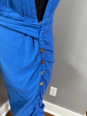 Free People One Strap Blue Mini Dress Tie Waist size Small. thumbnail 4