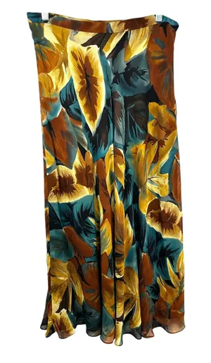 Jones NY Size 12 Maxi Skirt Silk Brown Floral‎ Y2K Fairy Grunge Whimsigoth 640 thumbnail 1
