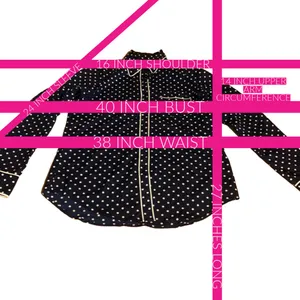 Lauren Ralph Lauren Navy Blue W/White Polka Dots Button Down Shirt (M) thumbnail 13