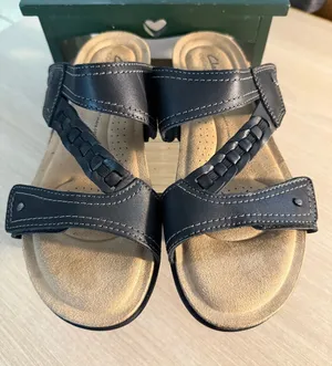 Clarks Black Braided Comfort Sandals thumbnail 1