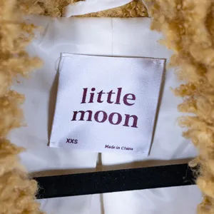 Little Moon Faux Vegan Shaggy Fur Open Front Collared Jacket Yellow XXS thumbnail 2