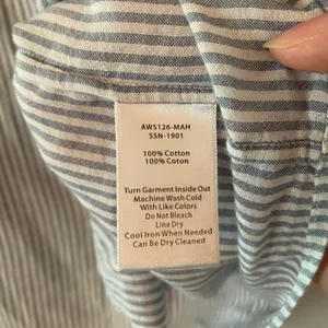 ATM Blue White Stripe Boyfriend Button Down Blouse Cotton Preppy Minimalist XS thumbnail 9