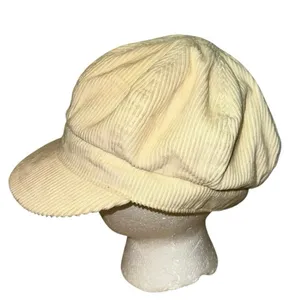 Vintage Gap Cream Corduroy Newsboy‎ Hat Bakerboy Cap Y2K thumbnail 2