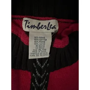 Timberlea Women's Red Black‎ Bear Motif Cardigan Sweater XL thumbnail 4