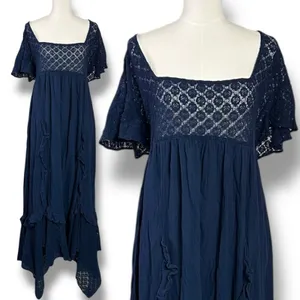 Free People Ethereal Bohemian Bring The Romance Maxi Dress Midnight Blue Small thumbnail 8