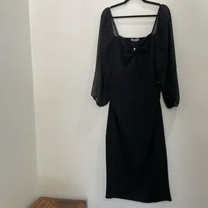 QUIZ Women's Chiffon Sleeve Scuba Crepe Midi Dress Size 8 US NWT thumbnail 6