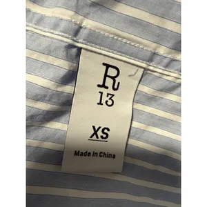 R13 Striped Button Up Shirt Blue White Dolman Oversized Boxy Top City Boy Preppy thumbnail 4