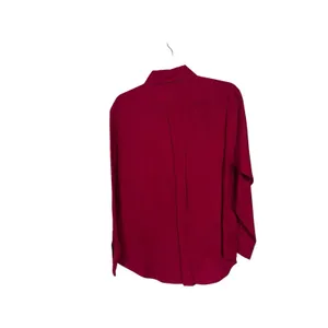 LAUREN RALPH LAUREN Womens Medium 100% Linen Red Button Up Shirt RL Logo Vintage thumbnail 2