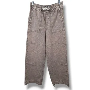 GAP Denim NWOT Mushroom Brown High Rise Pull-On Wide-Leg Utility Jeans Small thumbnail 5
