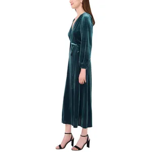 NWT Msk Womens Long-Sleeve Stretch Velvet Dress 93017220X Emerald Green XL thumbnail 4