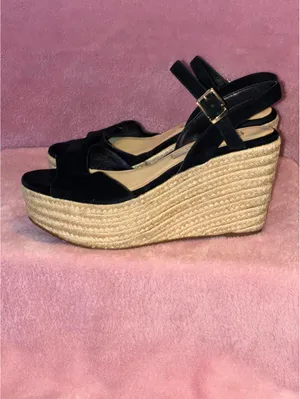 Kristin Cavallari x Chinese Laundry Black Suede Brandie Espadrille Wedge Sandals thumbnail 3