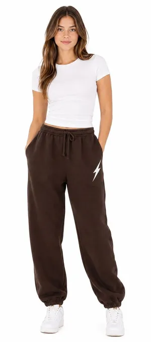 American Apparel Brown Sweatpants Lightning Bolt ReFlex Fleece Joggers Small thumbnail 1