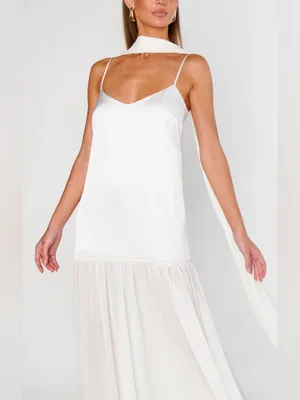 Show Me Your Mumu Dalia Maxi Dress size XL ivory white luxe satin nwot thumbnail 2