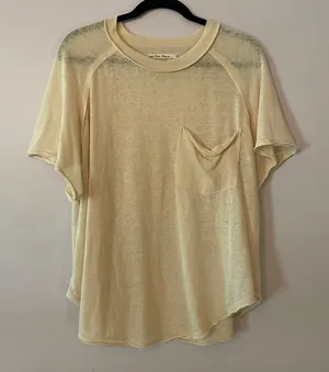 We The Free Cream Knit Short Sleeve Loungewear Top Oversized Women's size XS thumbnail 1