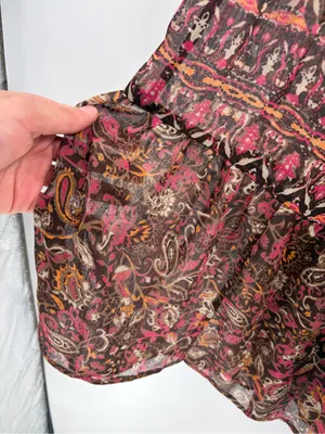 Y2K Boho Paisley Tiered Maxi Skirt bohemian boho beach Brown Pink size small thumbnail 5