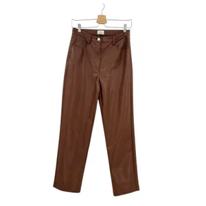 Aritzia Wilfred Melina Pants Vegan Faux Leather High Waist Brown Size‎ 4 thumbnail 3