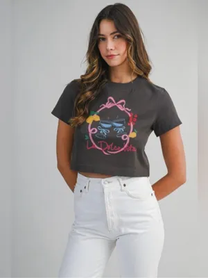 Mable La Dolce Vita Graphic Crop Tee White – Medium thumbnail 8