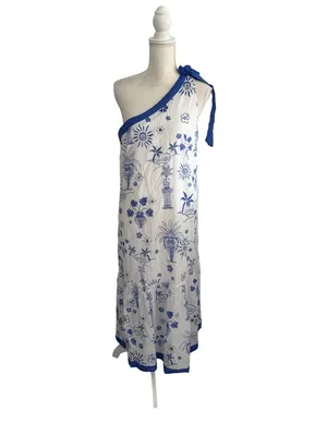 SUGARLIPS Blue White Aegean Maxi Vacay Dress Sz Large NEW NWT thumbnail 4