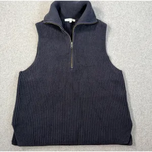 Madewell Half-Zip Sweater Vest Women's Large Navy Blue Knit Wool Blend thumbnail 1