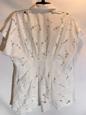 Anthropologie Exquise Adalene White Lace Maternity Button Down Blouse Top Size S thumbnail 3
