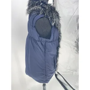 Soft Surroundings Women's Faux Fur Puffer Vest Jacket‎ Blue Size L thumbnail 4