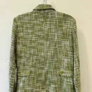 Dialogue Linen Blend Tweed Button Front Coat Spring Jacket Women's Size 10 Green thumbnail 6