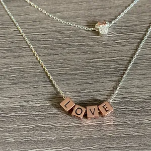 Disney Minnie Mouse 14k Rose Gold 925 Silver Plated Love Charm Layered Necklace thumbnail 5