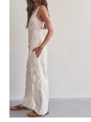Free People We The Free Park Ave Cargo Pants – Ivory – Size Large thumbnail 4