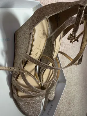 Jessica Simpson Callyia Heels Wedges Sparkle Glitter Champagne thumbnail 3