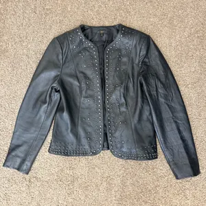 Reba Leather Studded Jacket M Black Y2K Western Rockstar Moto Indie Sleaze thumbnail 8