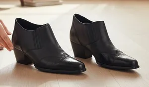 Coldwater Creek Black Leather Croc Embossed Pointed Toe Cone Heel Booties‎ 9.5M thumbnail 1