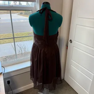 Brown Vintage Mini Y2K Halter Embellished Beaded Tulle Dress Fairycore Large thumbnail 8